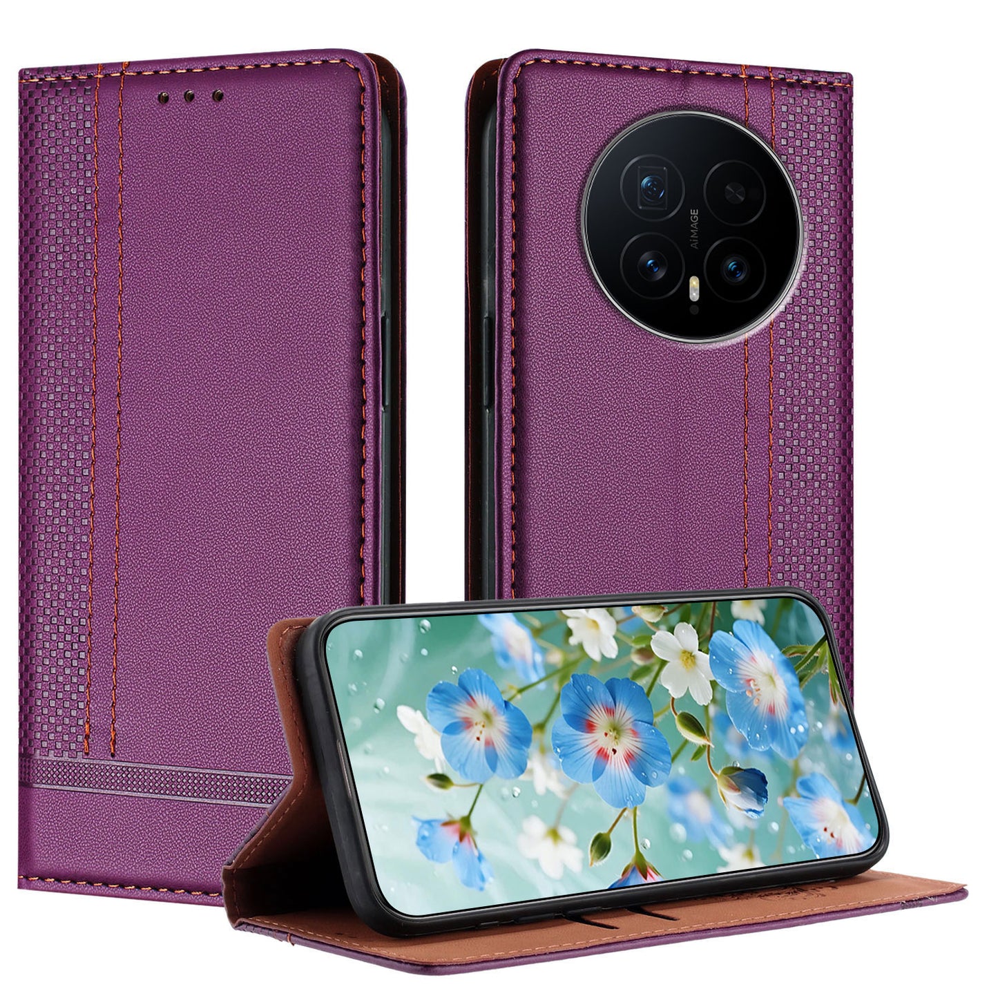 For Honor Magic8 5G Case L-Shaped Grid Pattern Leather Stand Phone Cover with Card Slots