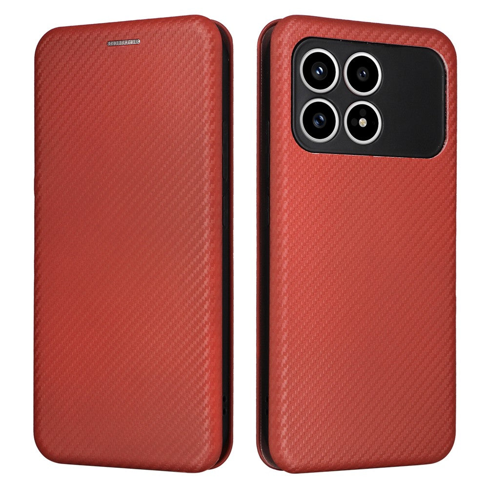 Phone Case For Xiaomi Redmi K90 5G / Poco F8 Pro Carbon Fiber Texture Drop-Proof PU Leather Phone Cover