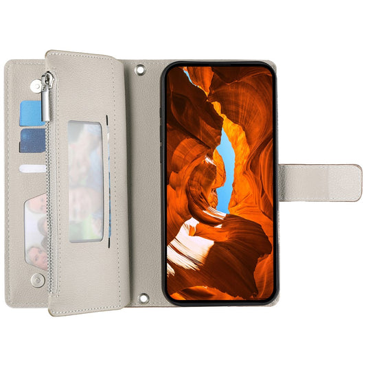 Galaxy S26+ Handyhülle – Fall Reißverschluss Brieftasche Farbe Spleißen Leder Flip mit Riemen