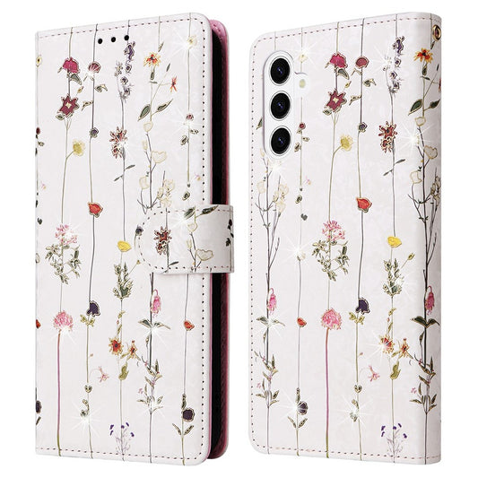 Galaxy S26+ Handyhülle – RFID-blockierende aus Leder mit Blumenmotiv