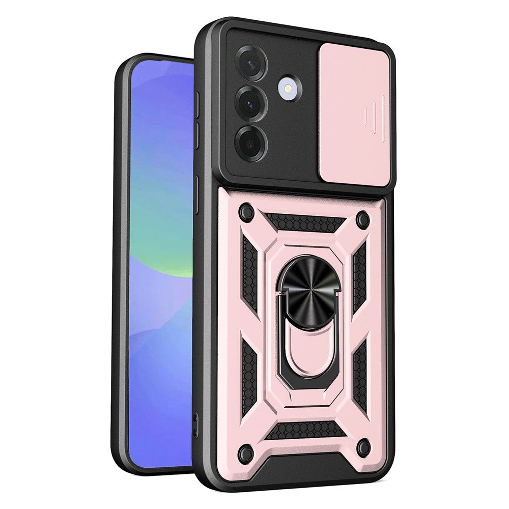 For Samsung Galaxy A37 5G Case with Slide Camera Lid PC + TPU Kickstand Phone Cover