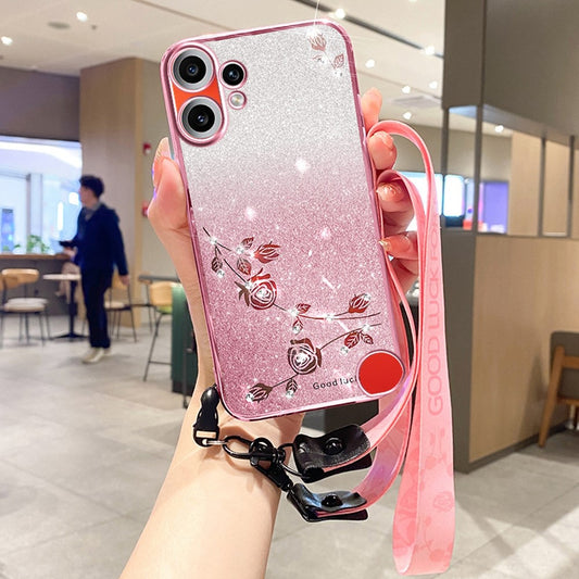 KADEM For Nothing CMF Phone 2 Pro Case Flower Pattern TPU Gradient Phone Cover with Lanyards