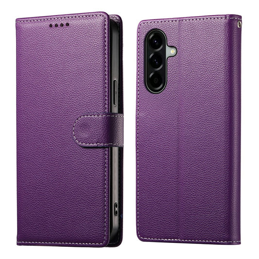 Galaxy A57 5G Handyhülle – mit Magnetverschluss, Litschi-Textur, Leder-Geldbörsen- mit Handschlaufe