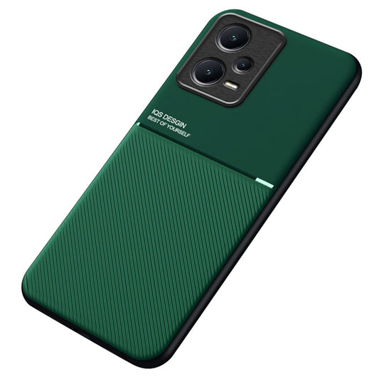 Xiaomi Redmi Note 12 Pro+ 5G Handyhülle – Anti-collision Back Case Mit Linien bedrucktes PU-Leder + TPU-Hybridschale mit integriertem Metallblech