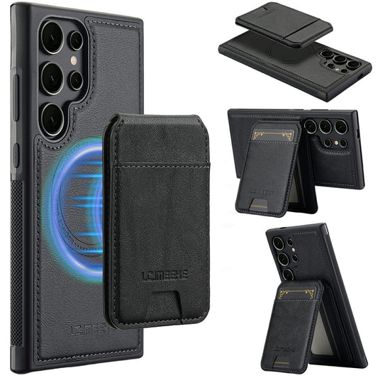 Galaxy S26 Ultra Handyhülle – LC.IMEEKE L3 Magnetische , abnehmbarer Kartenhalter, Leder-TPU