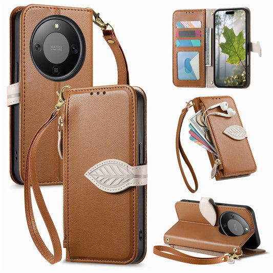 Honor X70 5G / Honor X9d 5G / Honor Magic8 Lite 5G Handyhülle – Stand Case X9d 5G / X70 5G Blattförmige Leder- mit Magnetverschluss und Handschlaufe
