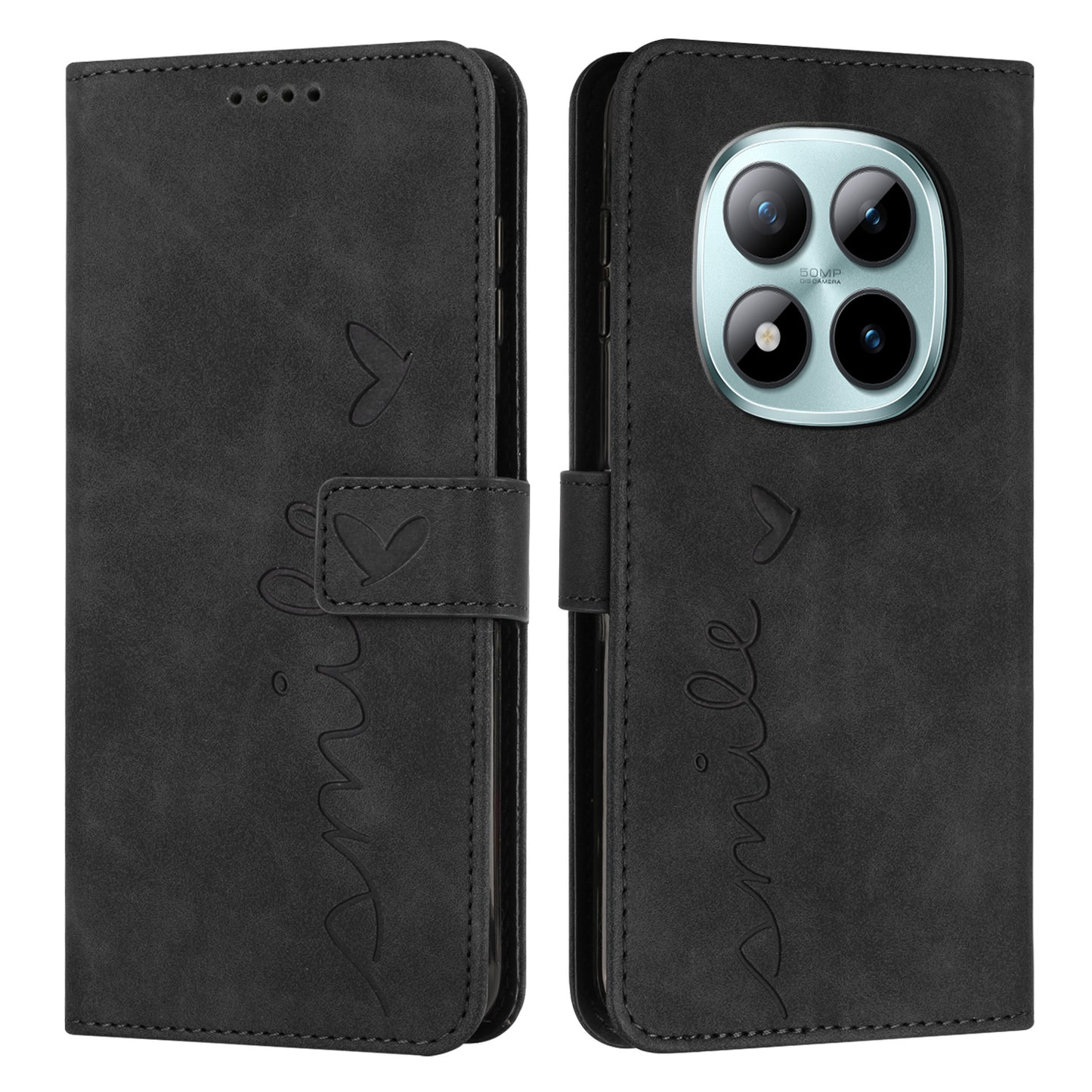 For Xiaomi Redmi Note 15 Pro 4G (Global) Stand Case PU Leather Phone Cover Imprinted Heart Pattern
