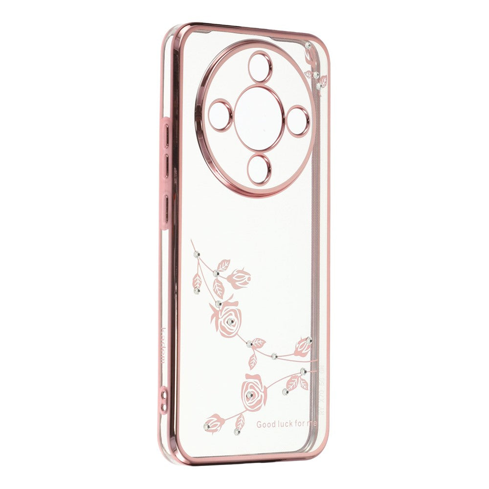 KADEM Phone Case For Honor Magic8 Lite 5G / X9d 5G / X70 5G Flower Rhinestone Decor TPU Phone Cover