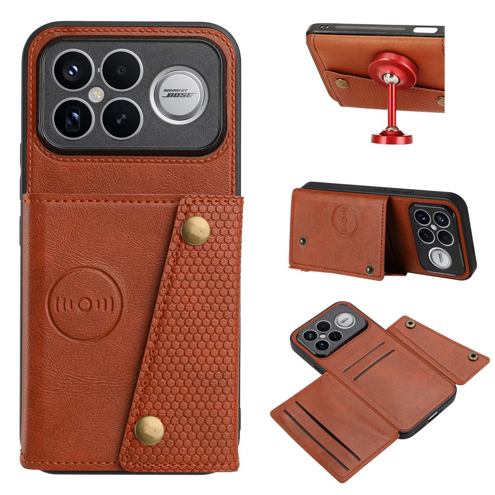 Phone Case For Xiaomi Poco F8 Ultra / Redmi K90 Pro Max 5G with Card Slots Kickstand Leather + TPU Phone Cover