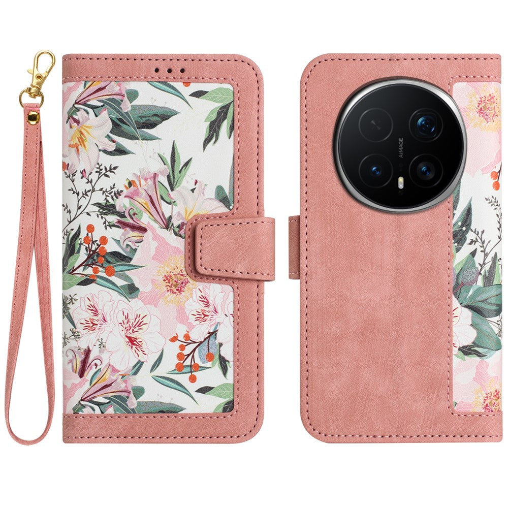 Honor Magic8 Pro 5G Wallet-Handyhülle – Aus PU-Leder, mit Blumenmuster & Kartenfächern