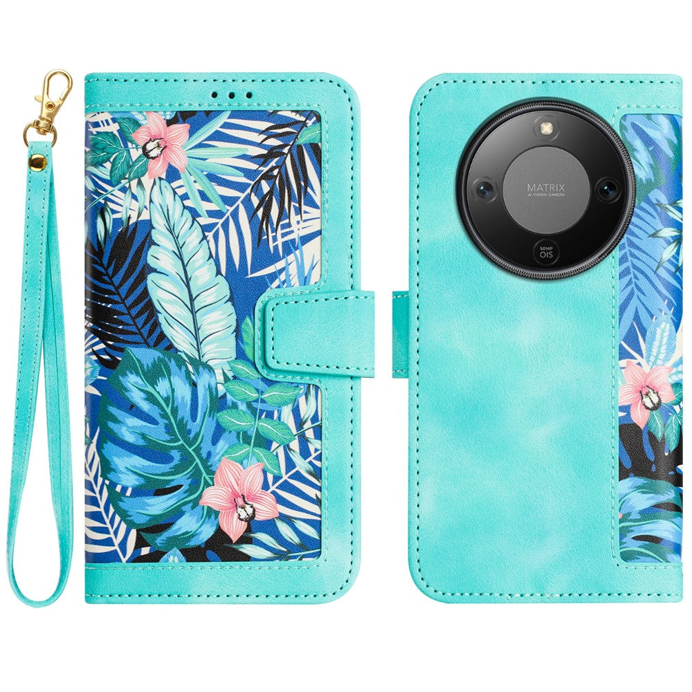 Honor Magic8 Lite 5G / X9d 5G / X70 5G Wallet-Handyhülle – Aus PU-Leder, mit Blumenmuster & Kartenfächern