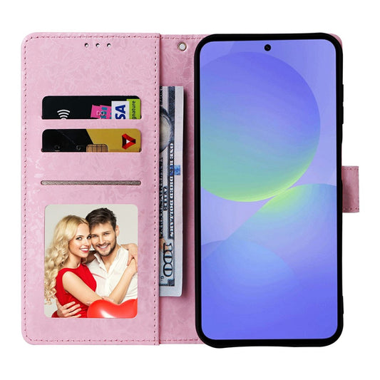 Galaxy A57 5G Handyhülle – RFID-blockierende aus Leder mit Blumenmotiv