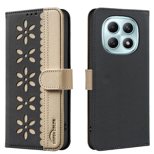 Xiaomi Redmi Note 15 5G (Global) / Xiaomi Redmi Note 15 4G (Global) / Xiaomi Poco M8 5G Handyhülle – BINFEN COLOR Redmi Note 15 5G (Global) / 15 4G (Global) Lederhülle BF36 Blumenmuster RFID-blockierender Brieftaschenständer
