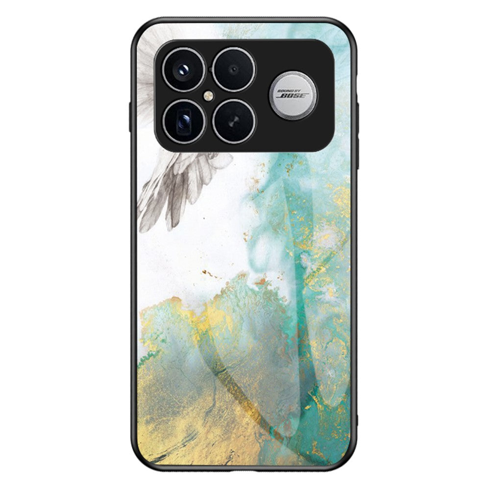 Phone Case For Xiaomi Poco F8 Ultra / Redmi K90 Pro Max 5G Marble Pattern Tempered Glass + PC + TPU Protective Phone Cover