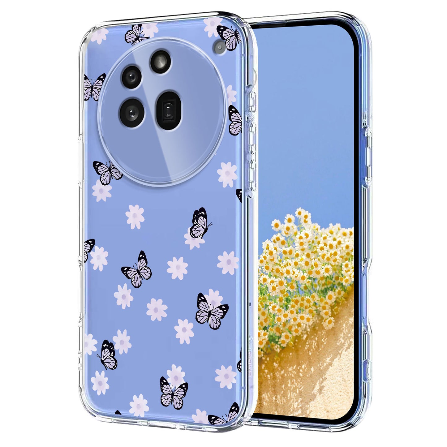 For Nothing Phone (3a) Pro Case Butterfly Floral Pattern Printing TPU Phone Back Cover