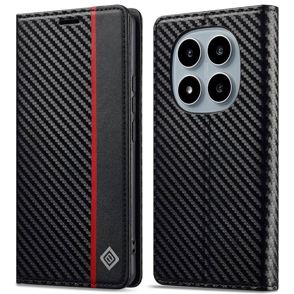 LC.IMEEKE Wallet Case for Xiaomi Poco M8 5G / Redmi Note 15 5G (Global) / 15 4G (Global) Carbon Fiber Texture Leather Phone Cover