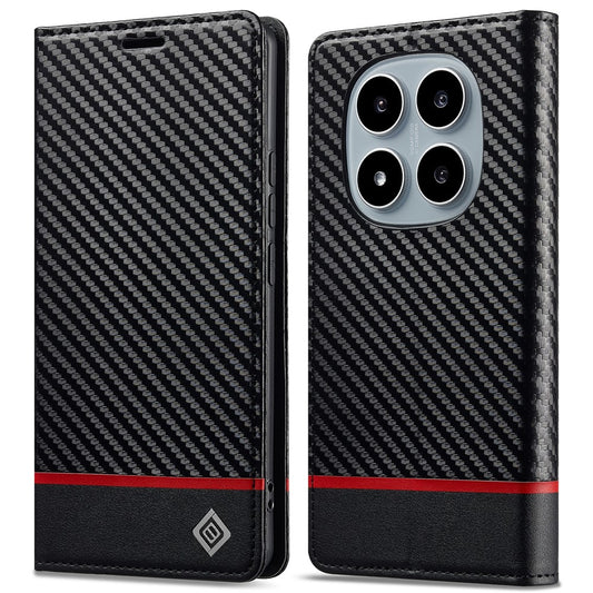 Xiaomi Redmi Note 15 Pro+ 5G (Global) / Xiaomi Poco M8 Pro 5G Handyhülle – LC.IMEEKE Redmi Note 15 Pro+ 5G (Global) Brieftaschen- aus Leder mit Karbonfaser-Textur
