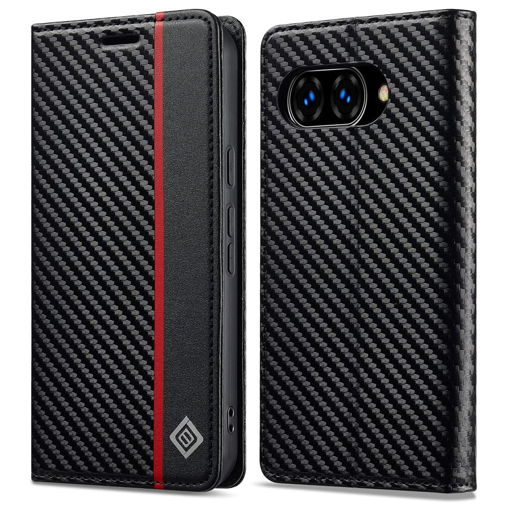LC.IMEEKE For Google Pixel 10a Case Carbon Fiber Texture Leather Wallet Phone Cover