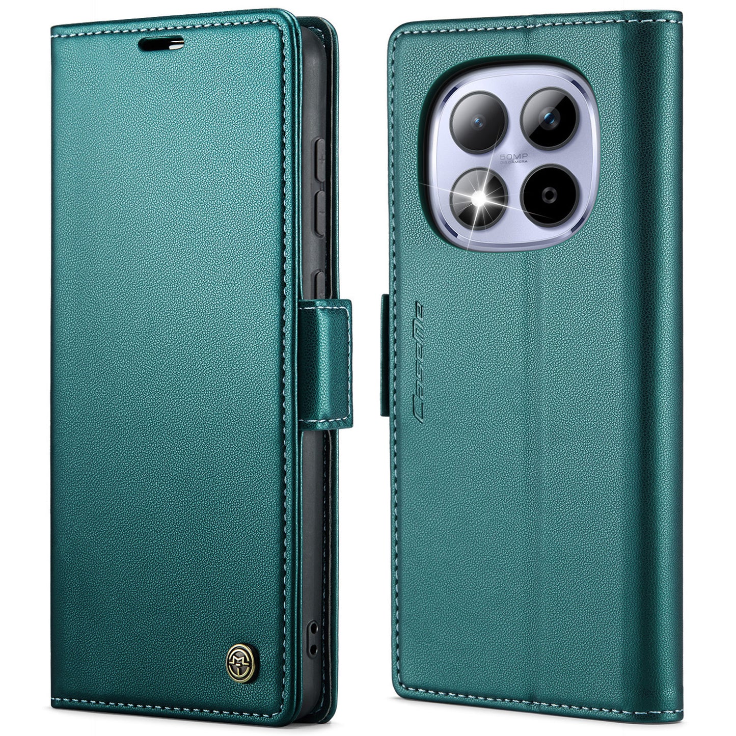 CASEME For Xiaomi Redmi Note 15 Pro 4G (Global) Case 023 Series RFID Blocking Wallet Stand Glossy Litchi Texture Leather Phone Cover