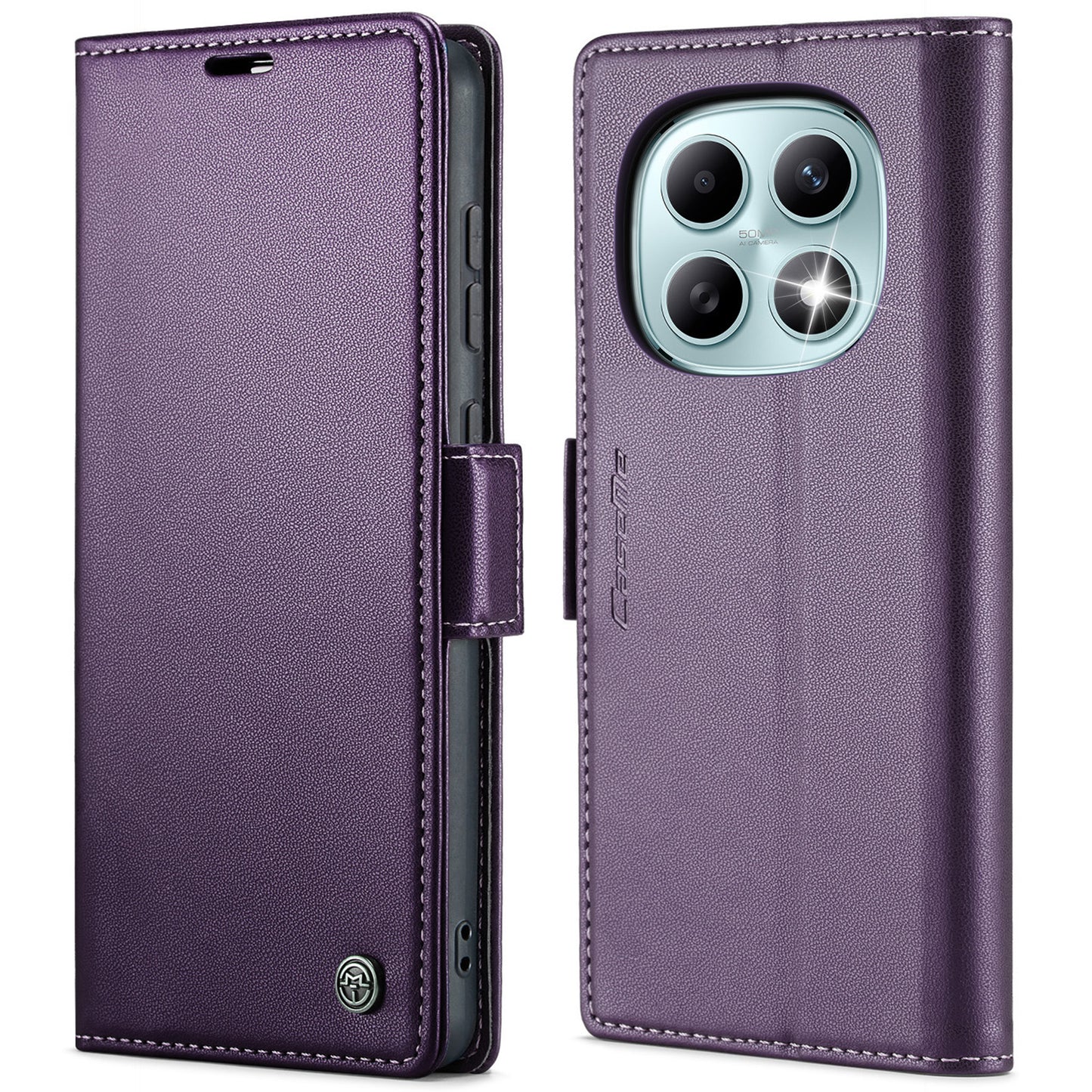 CASEME For Xiaomi Redmi Note 15 5G (Global) / Xiaomi Poco M8 5G / Xiaomi Redmi Note 15 4G (Global) Case 023 Series RFID Blocking Wallet Stand Glossy Litchi Texture Leather Phone Cover