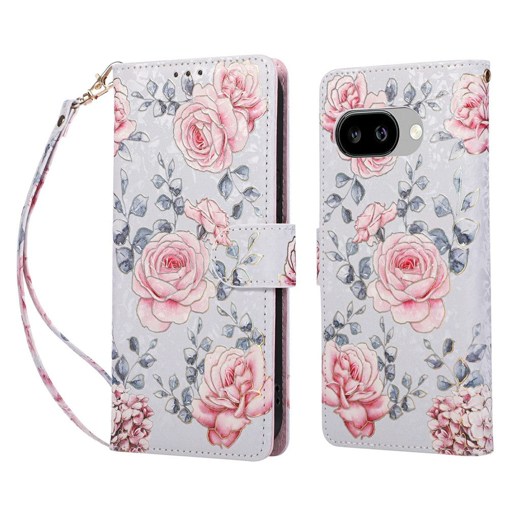 For Google Pixel 10a Case RFID Blocking Flower Leather Phone Cover