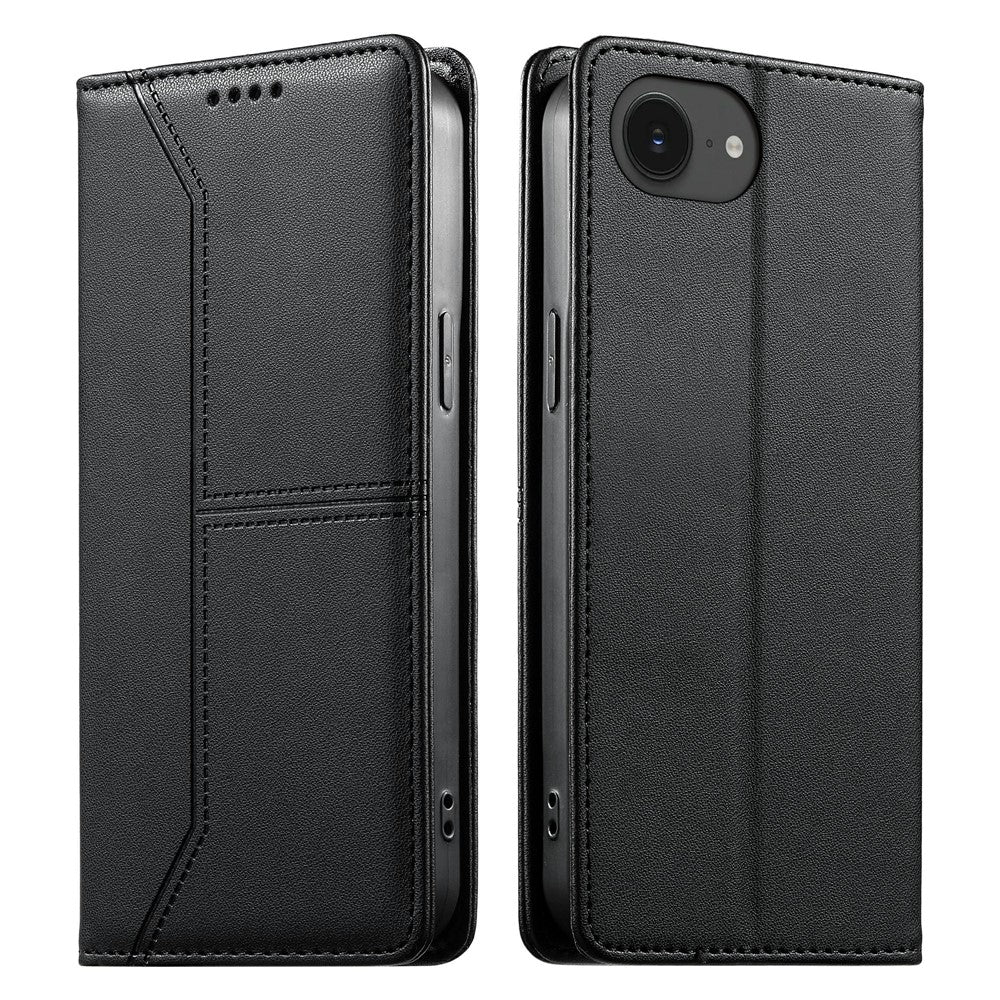 For iPhone 17e / 16e Wallet Stand Case Line Splicing TPU PU Leather Phone Cover