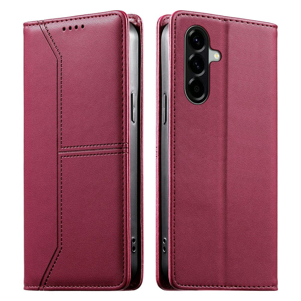 For Samsung Galaxy A57 5G Wallet Stand Case Line Splicing TPU PU Leather Phone Cover