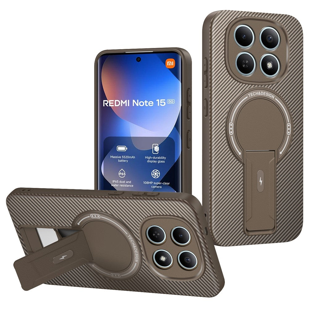 Phone Case For Xiaomi Poco M8 5G / Redmi Note 15 5G (Global) Carbon Fiber Texture PC + TPU Phone Cover with Kickstand