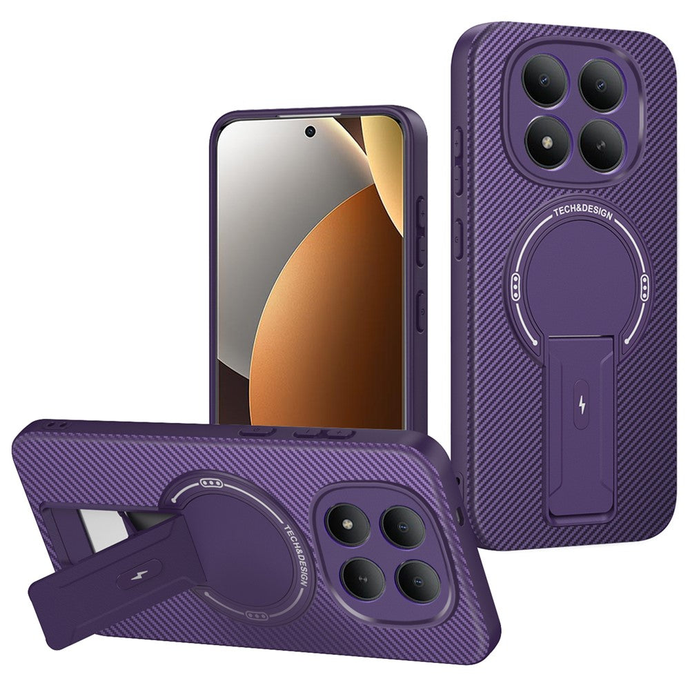 Phone Case For Xiaomi Poco M8 Pro 5G / Redmi Note 15 Pro+ 5G (Global) Carbon Fiber Texture PC + TPU Phone Cover with Kickstand