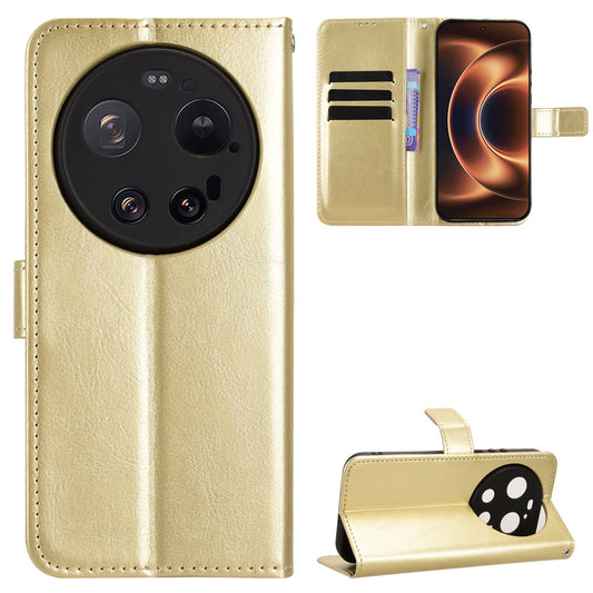 Xiaomi 17 Ultra 5G / Xiaomi 17 Ultra by Leica Handyhülle – PU-Ledertasche mit Riemen und Crazy Horse-Textur