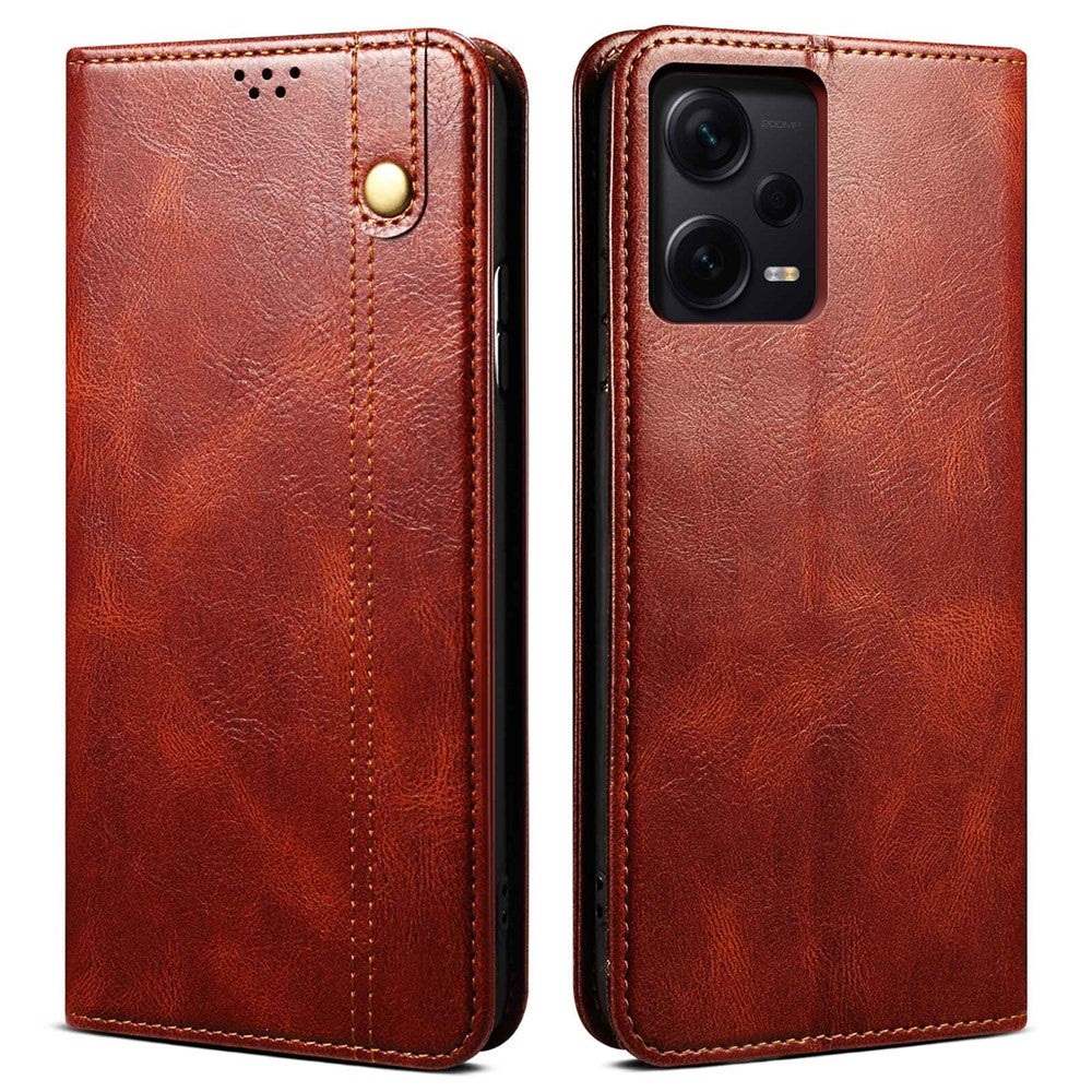 Anti-drop PU Leather Phone Cover For Xiaomi Redmi Note 12 Pro 5G / Note 12 Pro Speed 5G / Poco X5 Pro 5G Waxy Crazy Horse Texture Wallet Stand Phone Case