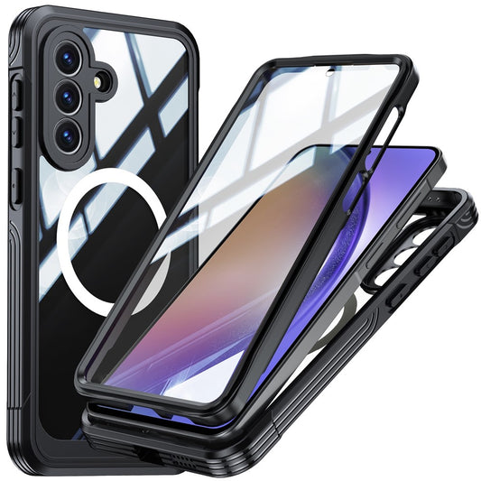 Galaxy A57 5G Handyhülle – Magnetisches Gehäuse aus PC + TPU- mit Displayschutzfolie aus gehärtetem Glas