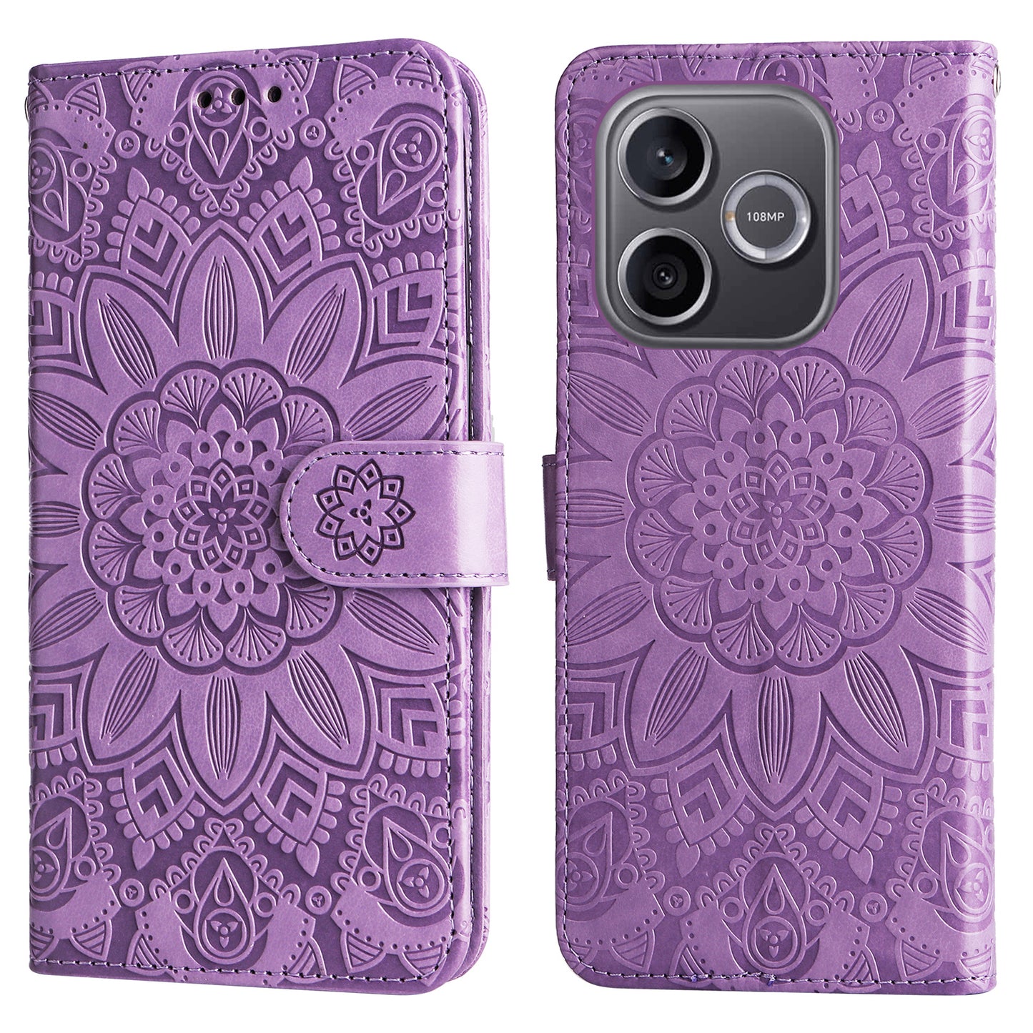 For Honor 600 Lite 5G Case Sunflower Imprint Leather Wallet Phone Cover