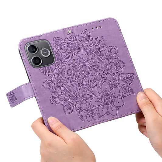 Honor 600 Lite 5G Handyhülle – mit Blumenmuster, PU-Leder, Brieftaschenständer