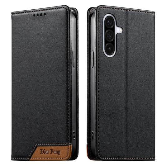 Galaxy A37 5G Handyhülle – DIERFENG DF-018 RFID-blockierende Brieftasche aus Leder mit farblich gespleißter Logo-Ecke
