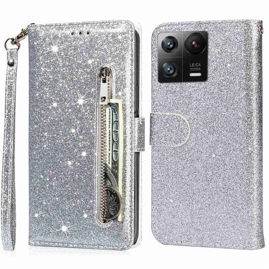 Xiaomi 13 Pro 5G Handyhülle – Reißverschlusstasche mit glitzernden Pailletten, vollständiger Schutz, PU-Leder, mit Standfunktion