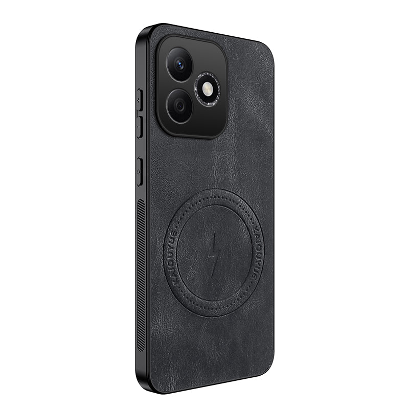 WANLONFENG For Honor 600 Lite 5G SD1 Series Magnetic Case Nappa Texture PC TPU Phone Cover