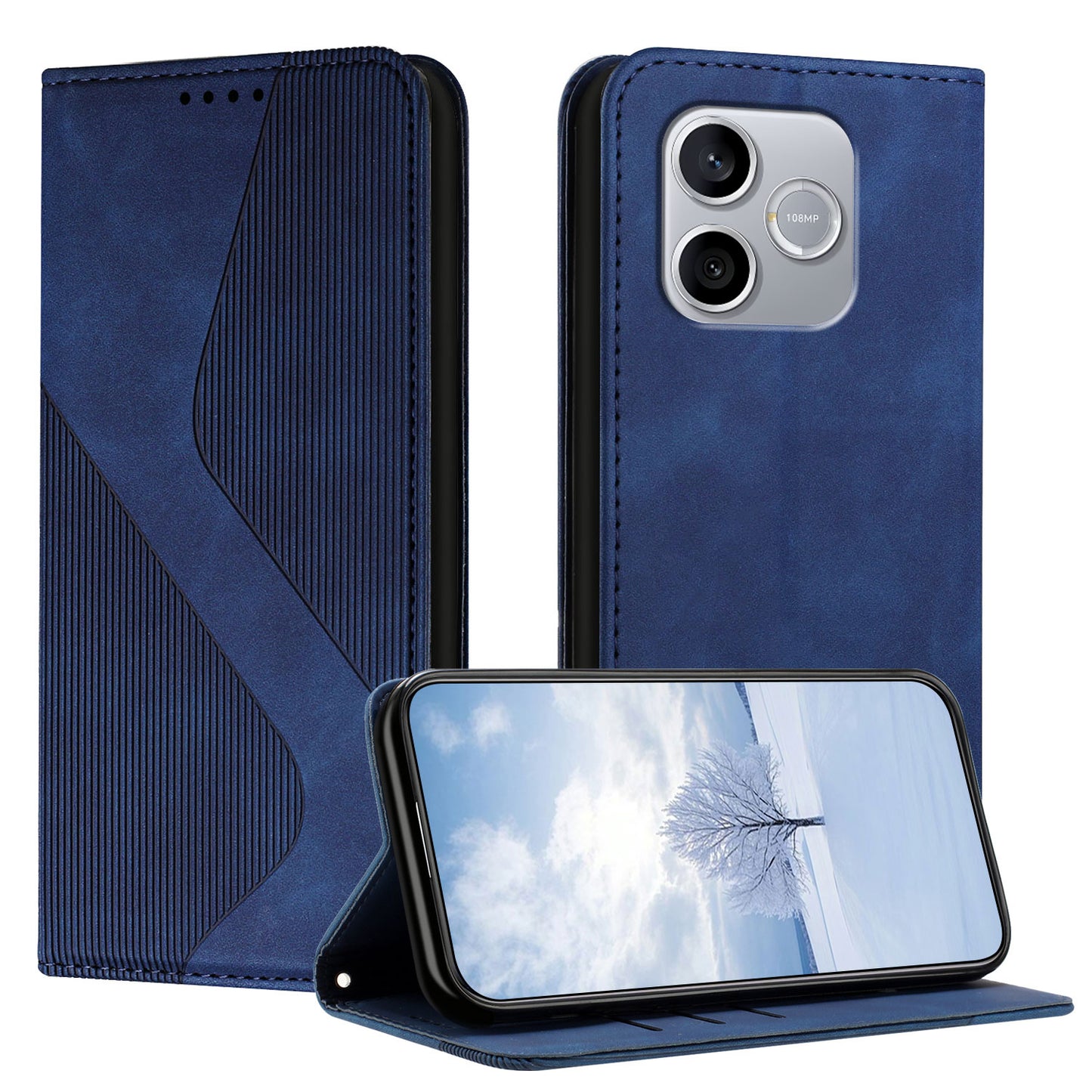 For Honor 600 Lite 5G Phone Cover Skin-touch Feel Leather Wallet Case with Stand