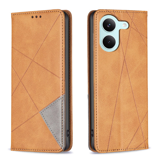 For Xiaomi Poco X8 Pro 5G Case Card Slots Geometry Imprint Leather Phone Cover