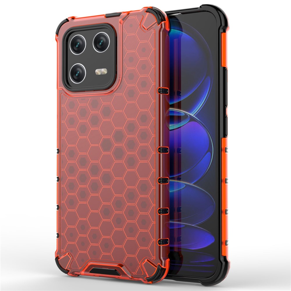 For Xiaomi 13 Anti-fingerprint Honeycomb Texture TPU+PC Protective Case Shockproof Phone Back Cover