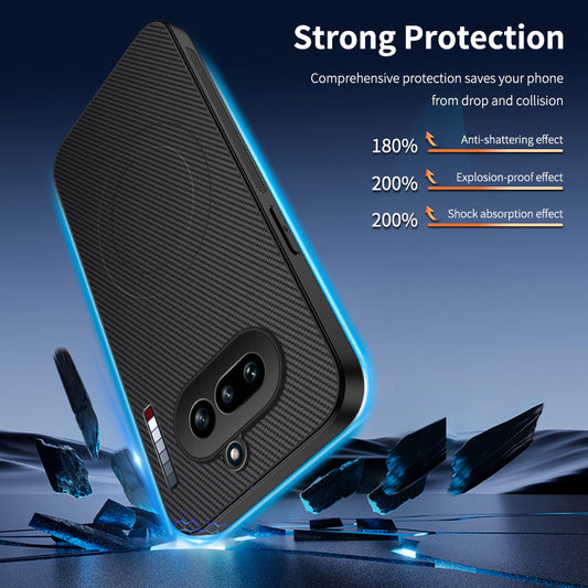 WANLONFENG For Nothing Phone (4a) TQ Series Magnetic Case Carbon Fiber Texture PC TPU Phone Cover