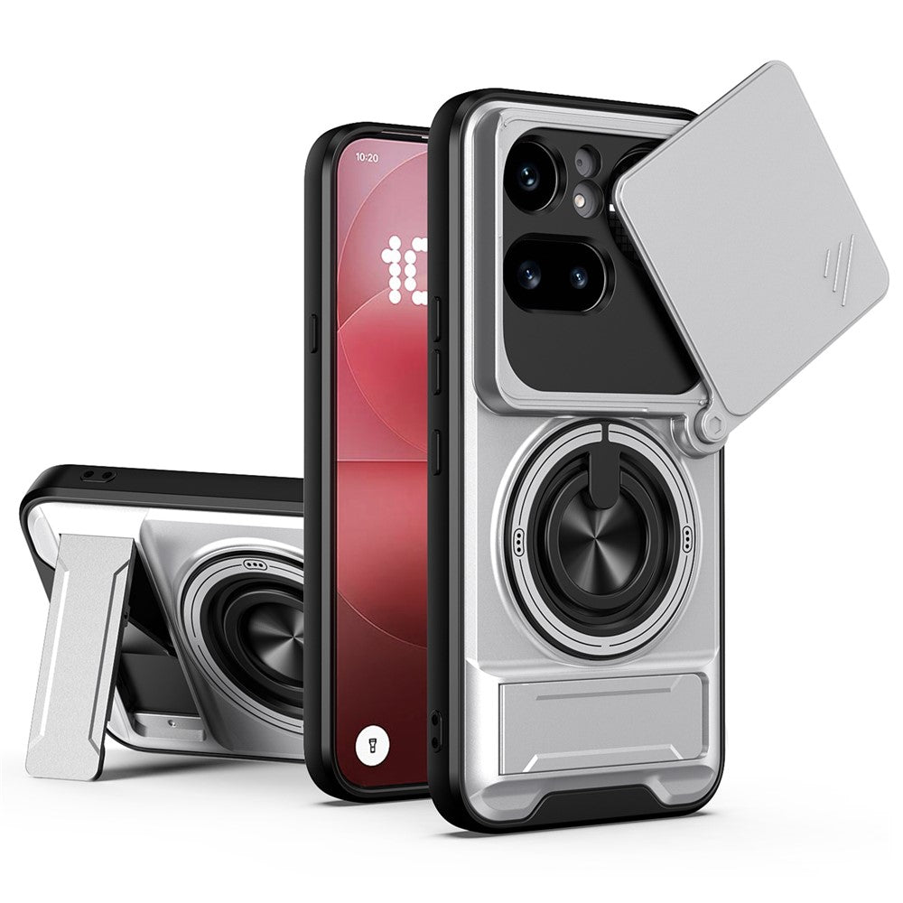 Magnetic Case For Nothing Phone (4a) Pro Ring Holder Foldable Kickstand TPU PC Phone Cover with Camera Lens Slider