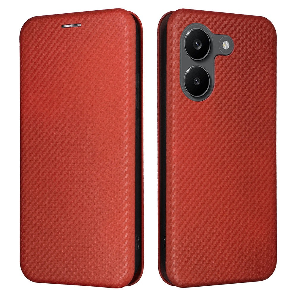 Phone Case For Xiaomi Poco X8 Pro 5G / Redmi Turbo 5 5G Carbon Fiber Texture Drop-Proof PU Leather Phone Cover