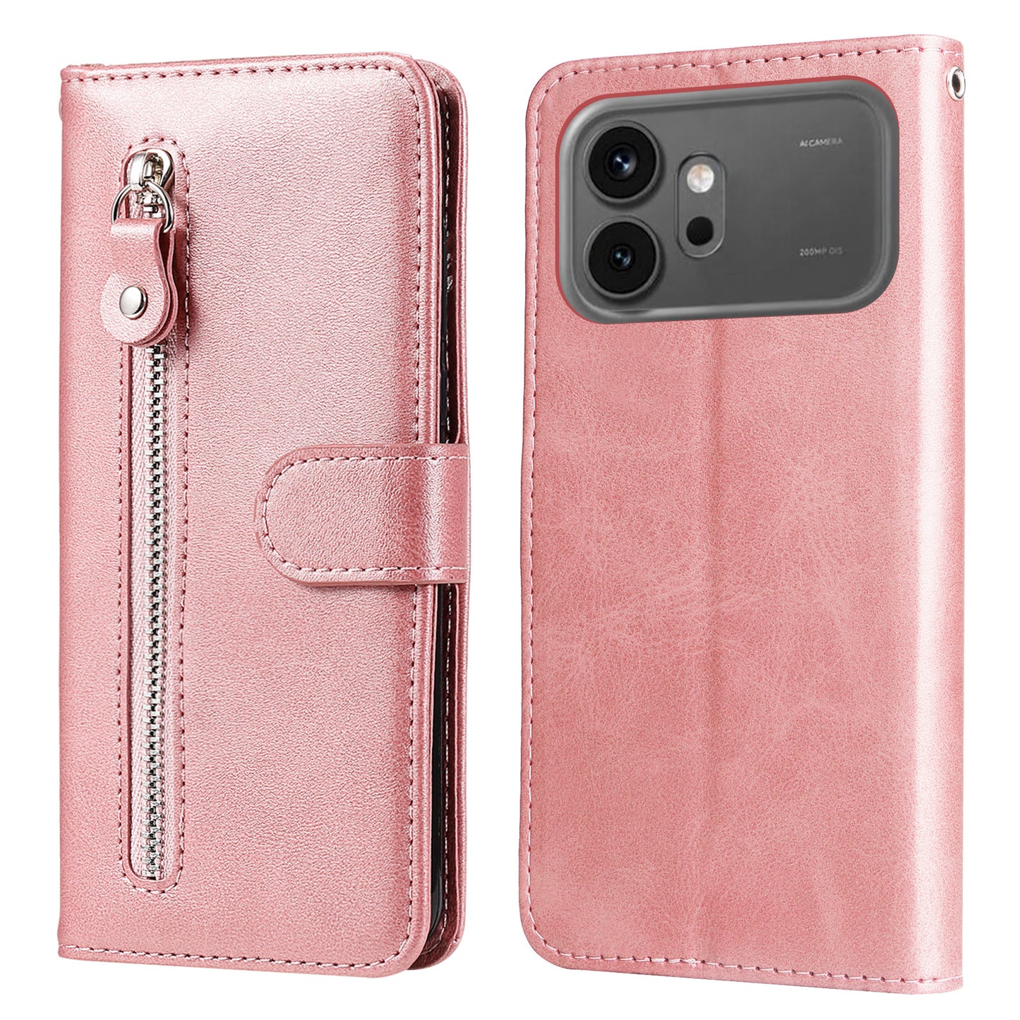 For Honor 600 Pro 5G / Honor 600 5G PU Leather Cases with Zipper Pocket Wallet Phone Cover Stand
