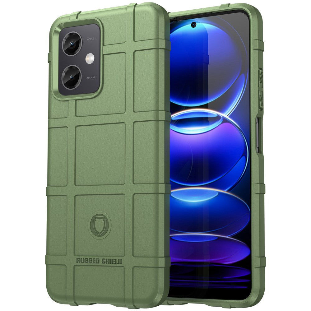 For Xiaomi Redmi Note 12 5G (Global) / (India) / (China) / Poco X5 5G Back Shell, Protective Phone Case Rugged Square Grid Texture Flexible TPU Cover