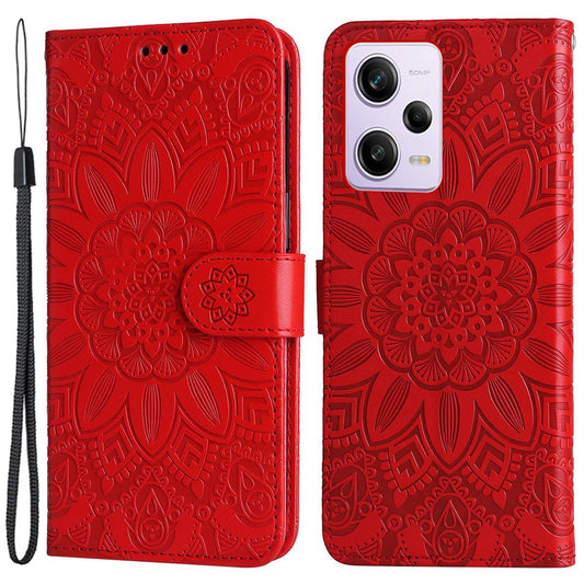 For Xiaomi Redmi Note 12 Pro 5G / Note 12 Pro Speed 5G / Poco X5 Pro 5G PU Leather Sunflower Imprinted Phone Case Magnetic Closure Stand Flip Cover with Wrist Strap