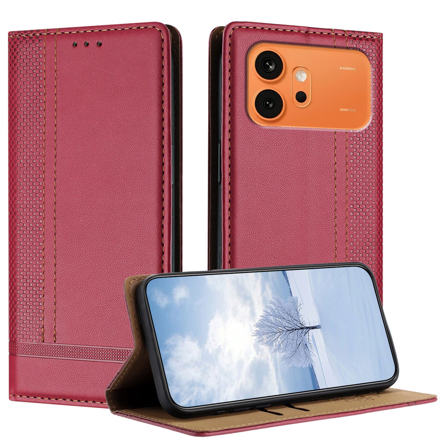 For Honor 600 Pro 5G / Honor 600 5G Case L-Shaped Grid Pattern Leather Stand Phone Cover with Card Slots