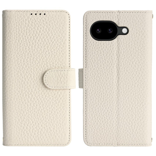 Google Pixel 10a Handyhülle – Standfunktion Litchi Textur Echtes Rindsleder Brieftasche RFID-Blockierung