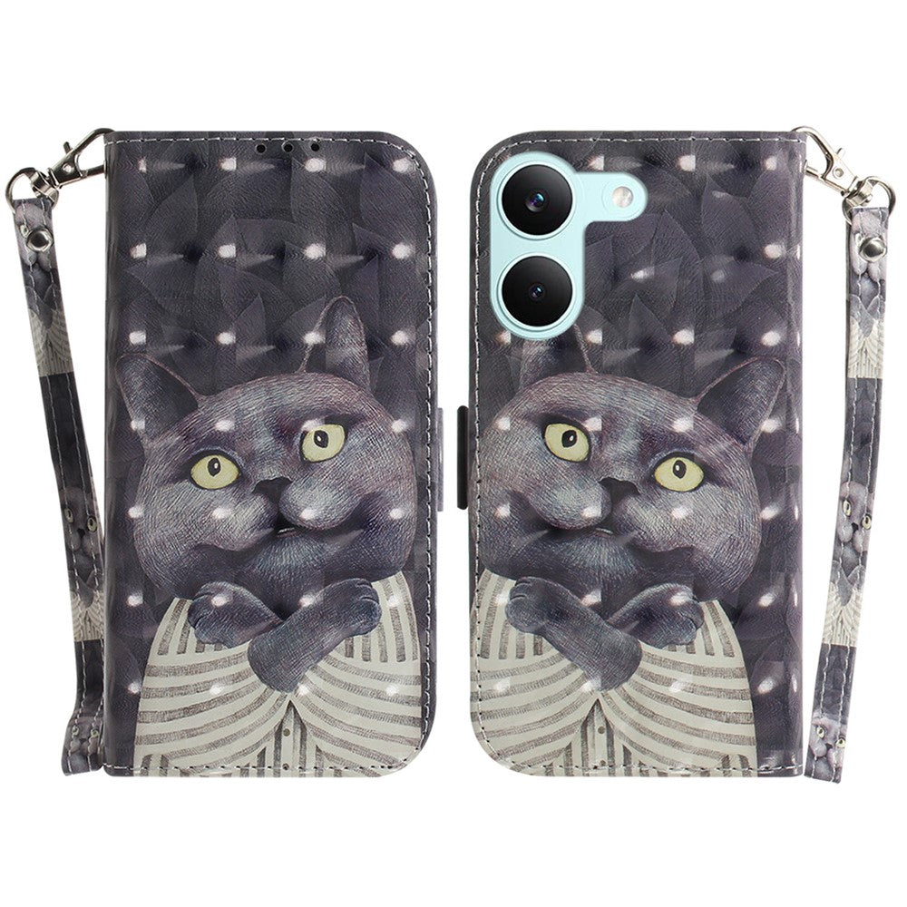 For Xiaomi Poco X8 Pro 5G / Redmi Turbo 5 5G Case Pattern Printing Leather Wallet Phone Cover with Wrist Strap