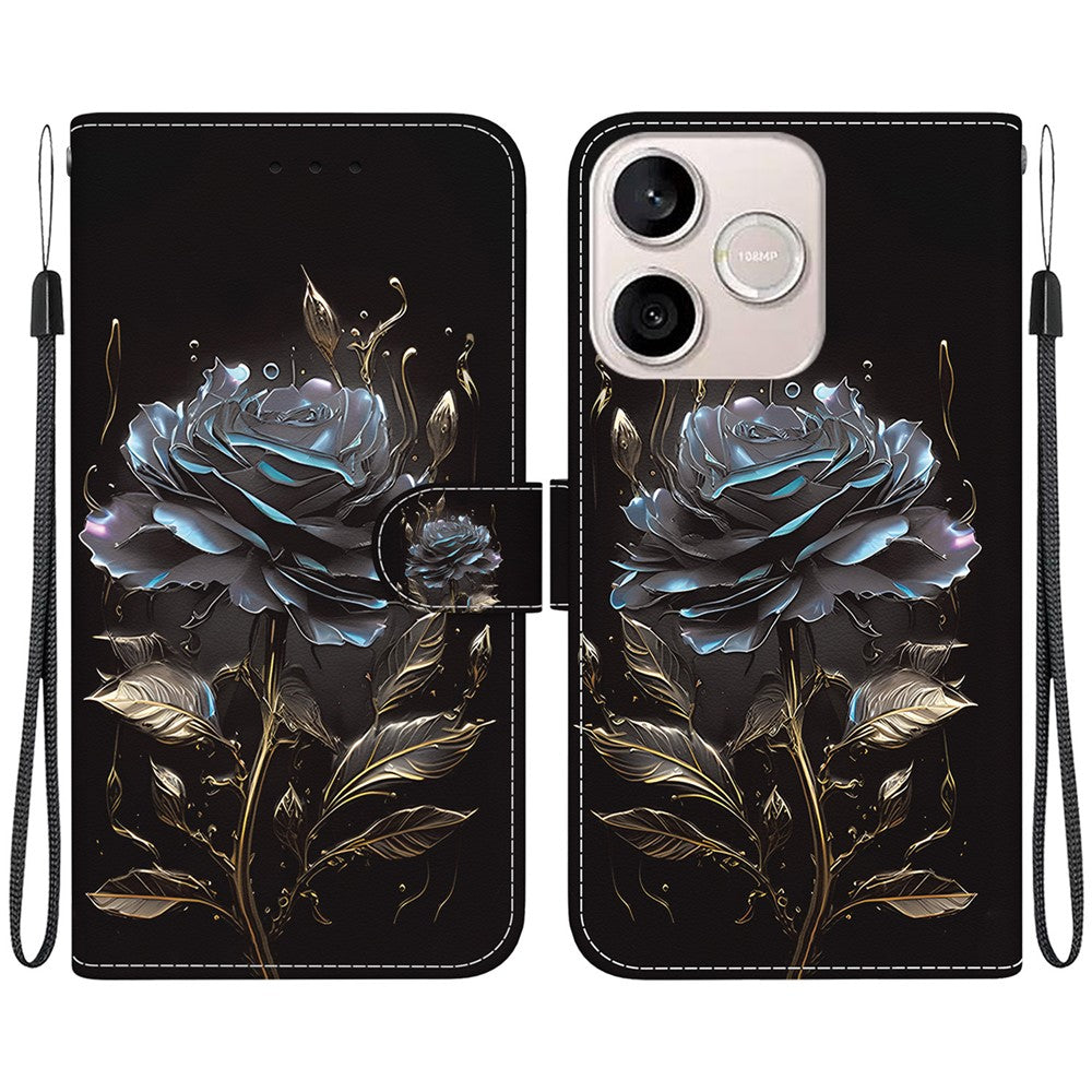 For Honor 600 Lite 5G Wallet Phone Case Anti-Drop Pattern Printing Leather Flip Cover with Strap